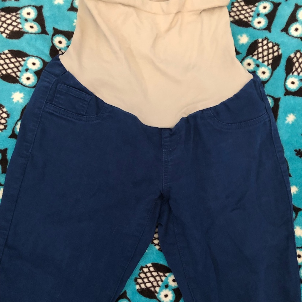 Blue skinny maternity jeans